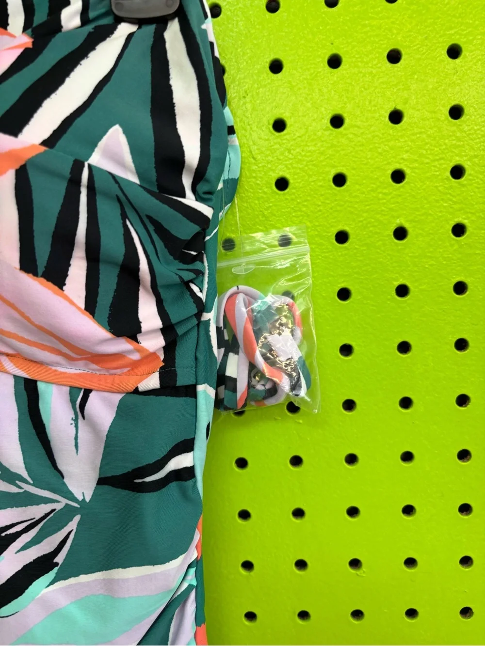 Anne Cole Tropical Leaf Twist-Front One-Piece in Green, Coral and Pink